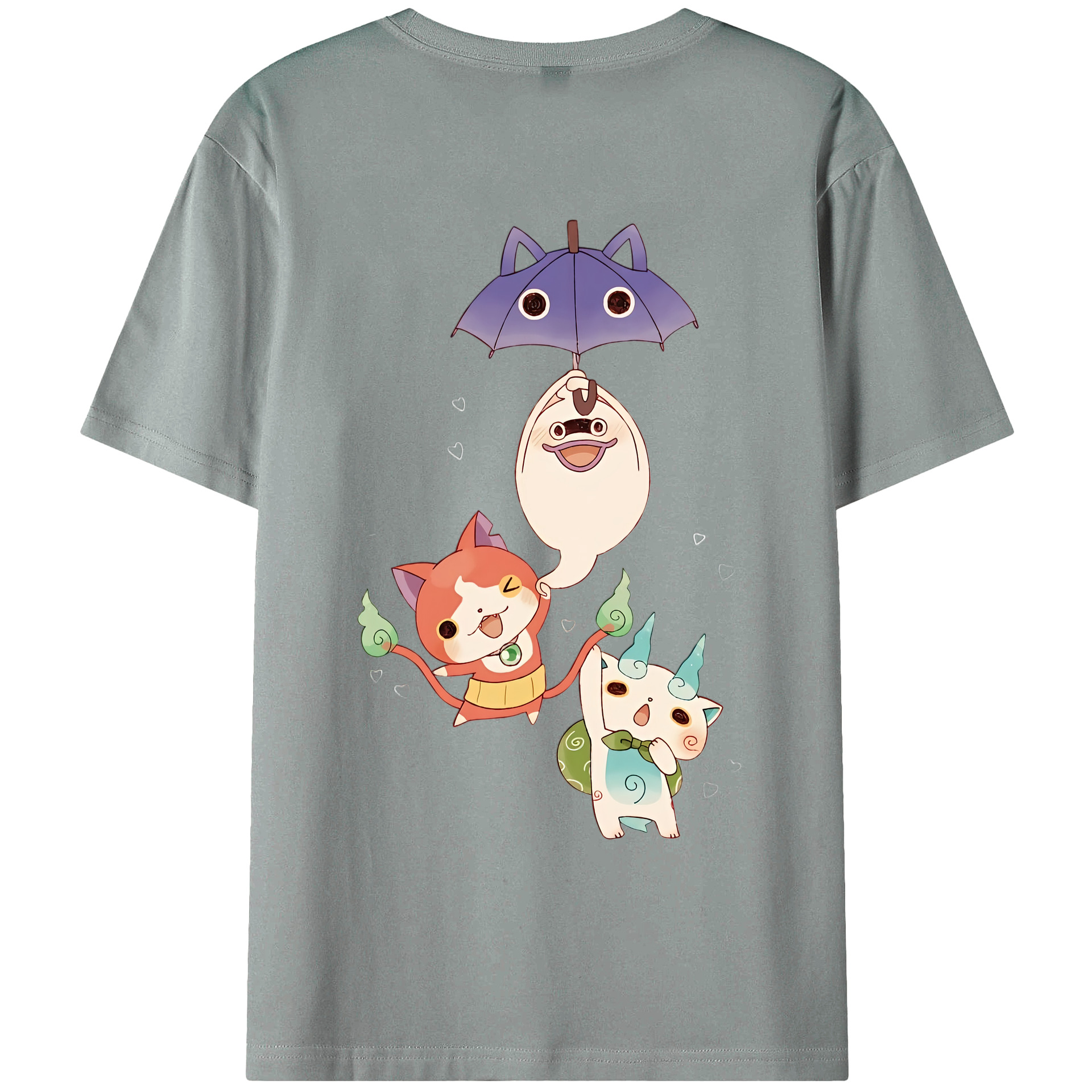 （画像用） 妖怪ウォッチ Yo-kai Watch 綿100％ メンズ半袖Tシャツ（バックプリント） 通気性